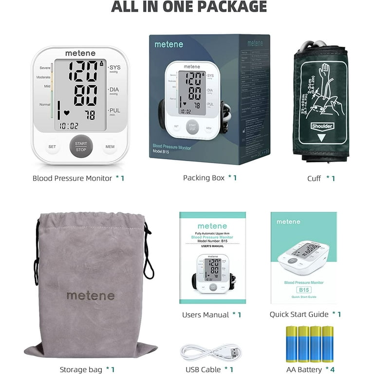Blood Pressure Monitor Upper Arm BP Cuff Machine, Accurate & Automatic –  Metene