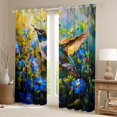 thumbnail image 2 of Manfei Adult Rustic Hummingbird Curtains Pack of 2 (42x84 Each), Blue Blossoms Floral Curtains Blackout, Countryside Theme Bedroom Curtains, Living Room Curtains Decor, 2 of 6