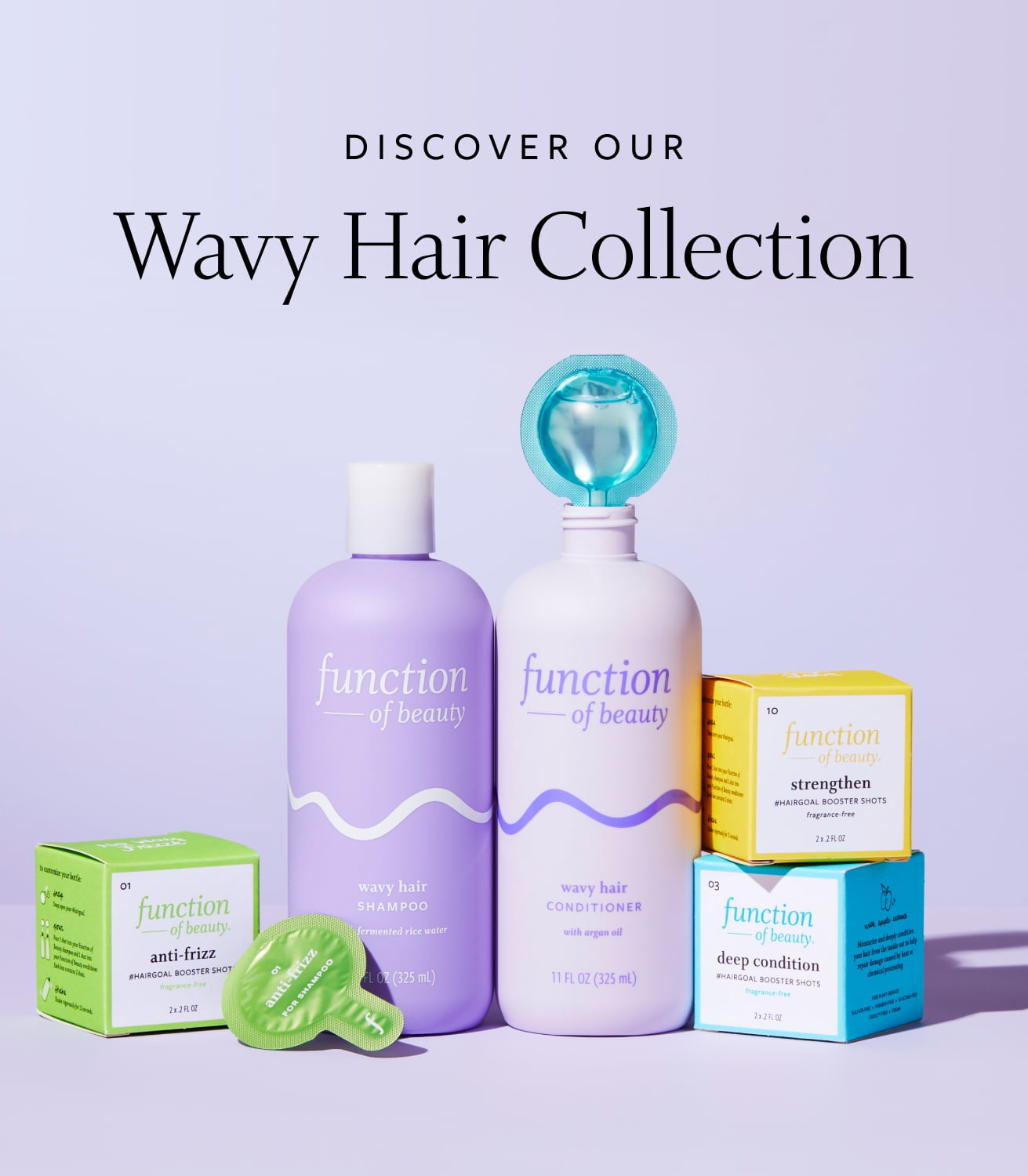 Function of Beauty Wavy Hair Shampoo & Conditioner Set with Shine and Anti-Frizz Boosters, 11 fl oz, 2 Pack