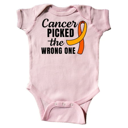 

Inktastic Leukemia Awareness Cancer Picked the Wrong One Orange Ribbon Gift Baby Boy or Baby Girl Bodysuit