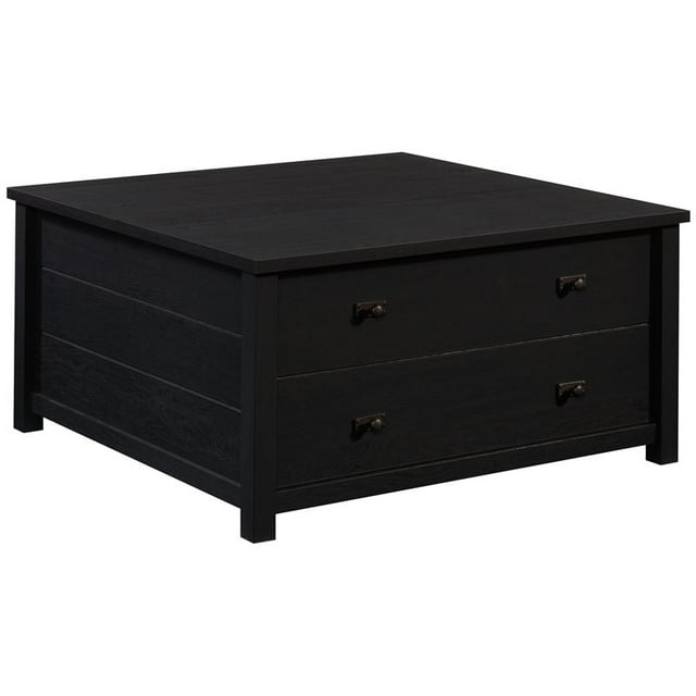 Pemberly Row Table Basse de Rangement en Bois à 2 Tiroirs en Chêne Corbeau