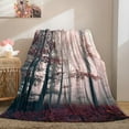 thumbnail image 2 of Autumn Forest Blanket Fall Tree Mystic Foggy for Kids Girls Men Husband Wife Orange Leaves Nature Scenery Room Decor Birthday Soft Plush Throw 50"x60", 2 of 6