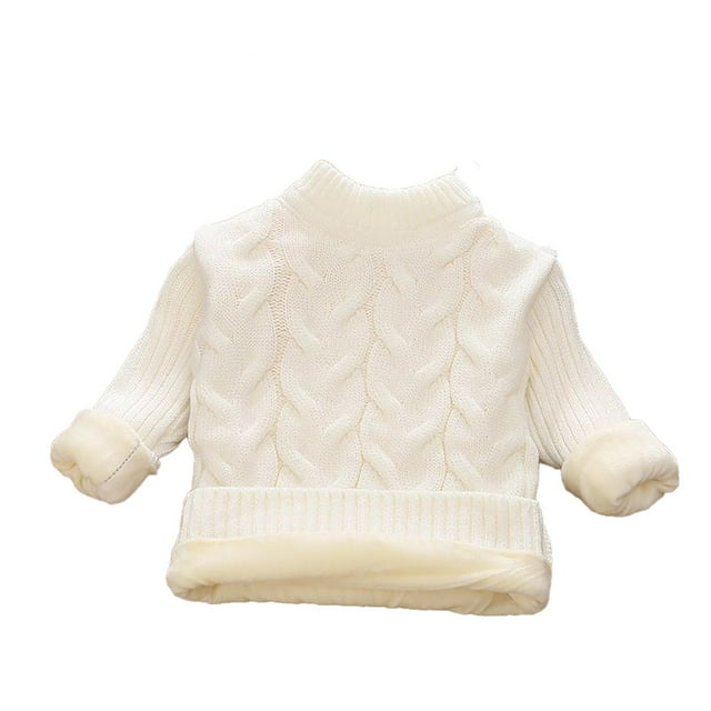 Hfolob Chandails pour Filles Enfants Automne et Hiver Chandail Garçons Col Rond Chandail Filles Épais et en Molleton Bas chandail Col Bas