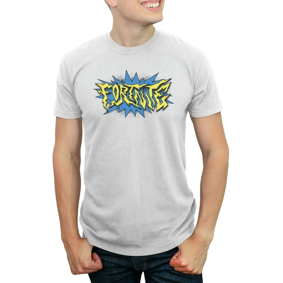 Men's Fortnite Blue and Yellow Electric Logo Graphic T-Shirt