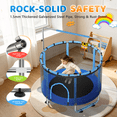 thumbnail image 3 of FEMCHIC 55" Kids Trampoline w/ Net, Trampoline for Kids Age 3-10, Indoor Outdoor Adjustable Small Trampoline for Toddler w/ Swing and Basketball Hoop 400LBS, Blue, 3 of 10