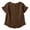 Brown, variant on Cotton Linen Shirt for Women Crewneck Blouse with Ruffle Hem Elbow Length Sleeves Casual Tops for Summer Wear Watermelon Red L