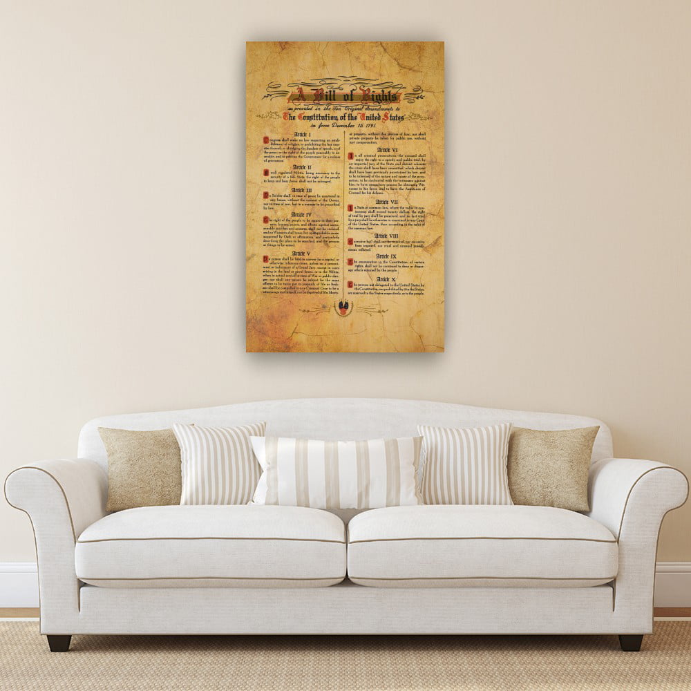 Bill of Rights Poster Canvas Wall Art Painting Decor Aesthetic Giclee  Artwork Canvas Living Room Pictures Rectangular Wall Decorations for Home  Framed 16×24 in