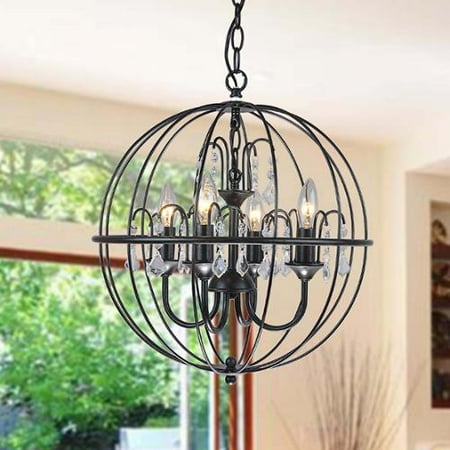 The Lighting Benita Antique Black Metal Orb Crystal Chandelier The Lighting Benita Antique Black Metal Orb Crystal Chandelier
