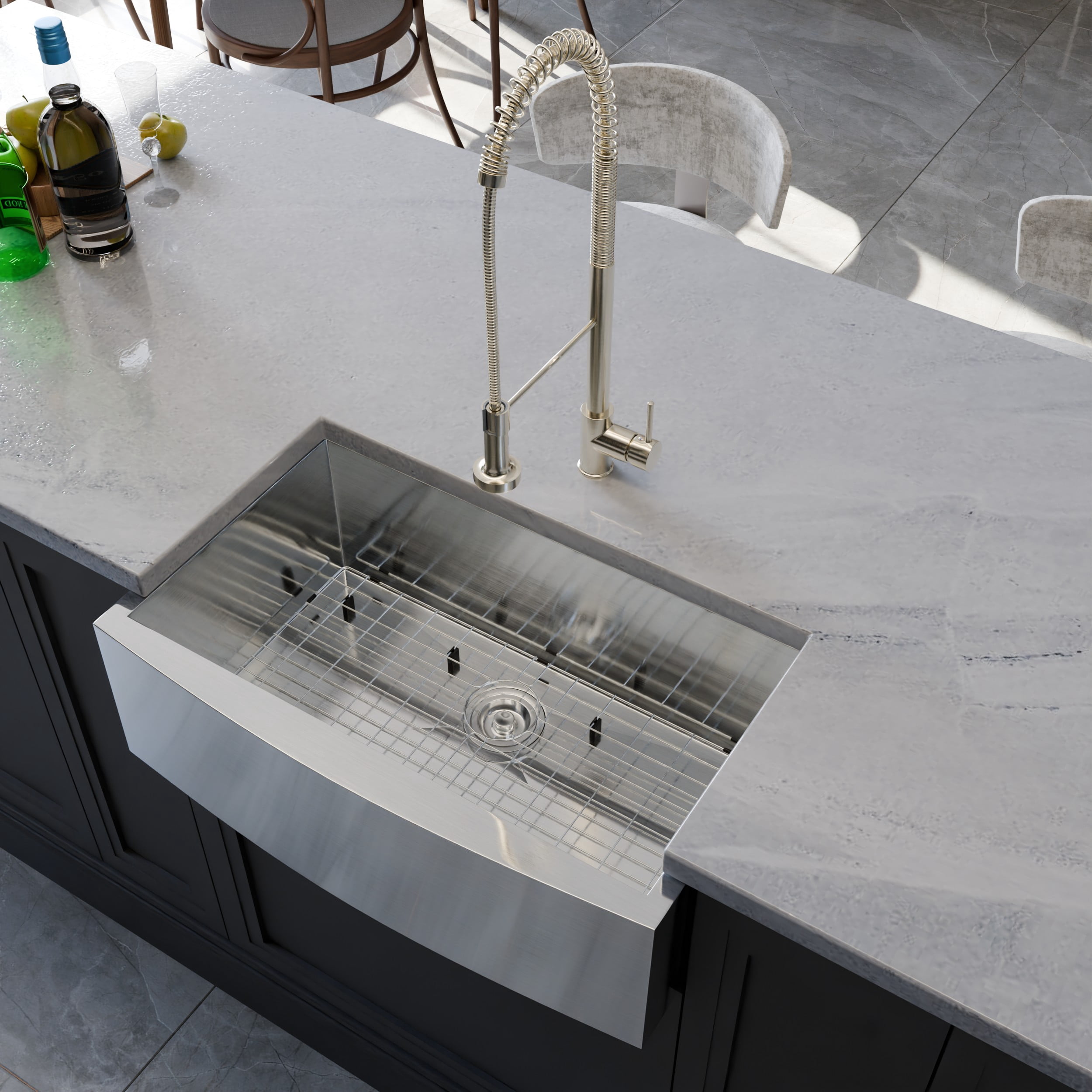 Novatto NKF-H07BN Dual Action Commercial Style Pullout Kitchen Faucet, Brushed Nickel