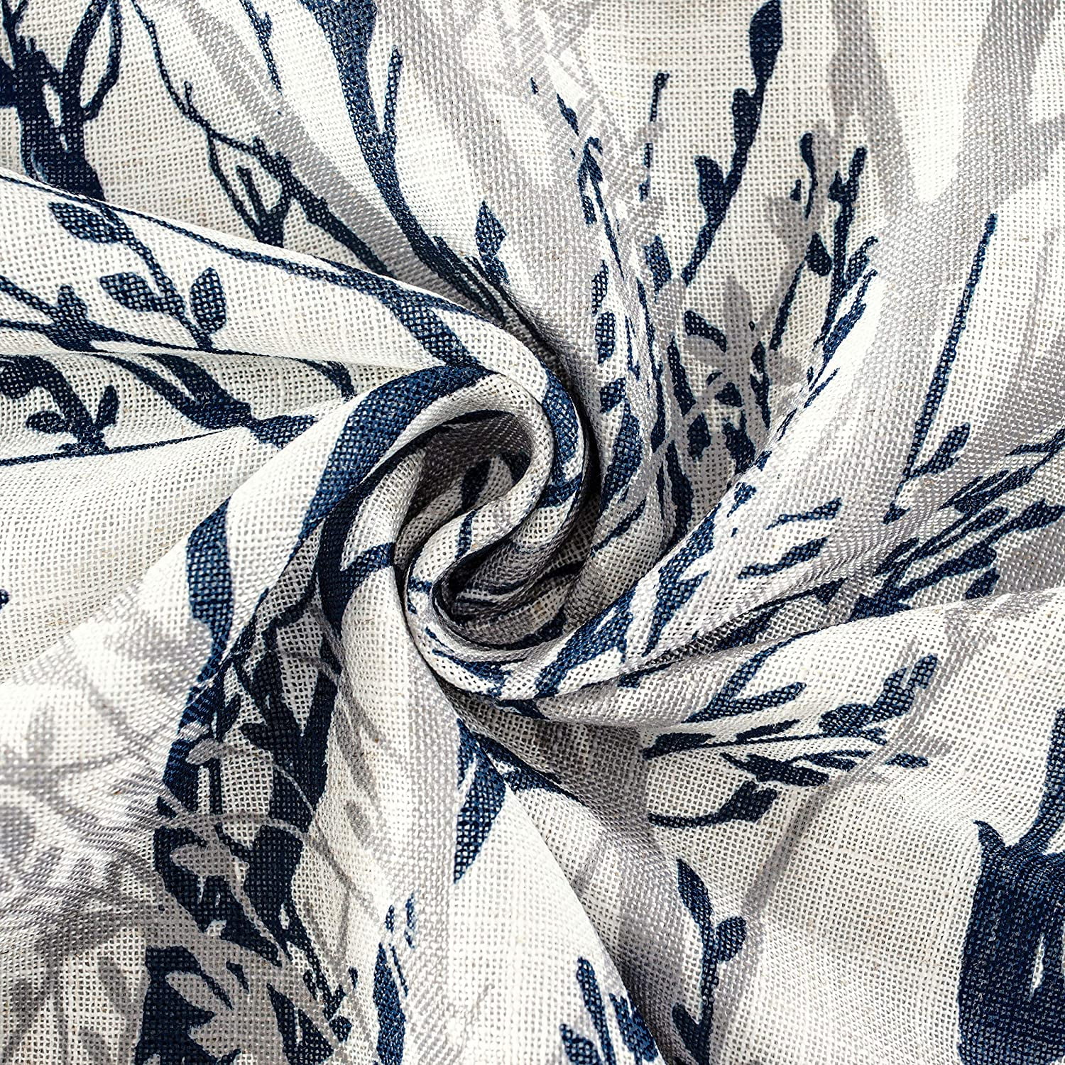 DriftAway Tree Branch Linen Blend Botanical Pattern Painting Blackout Grommet Lined Window Curtains 52"Wx84"L Blue