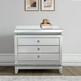 thumbnail image 6 of 3 Drawer Mirrored Chest with Faux Crystal Inlays, Silver- Saltoro Sherpi, 6 of 6