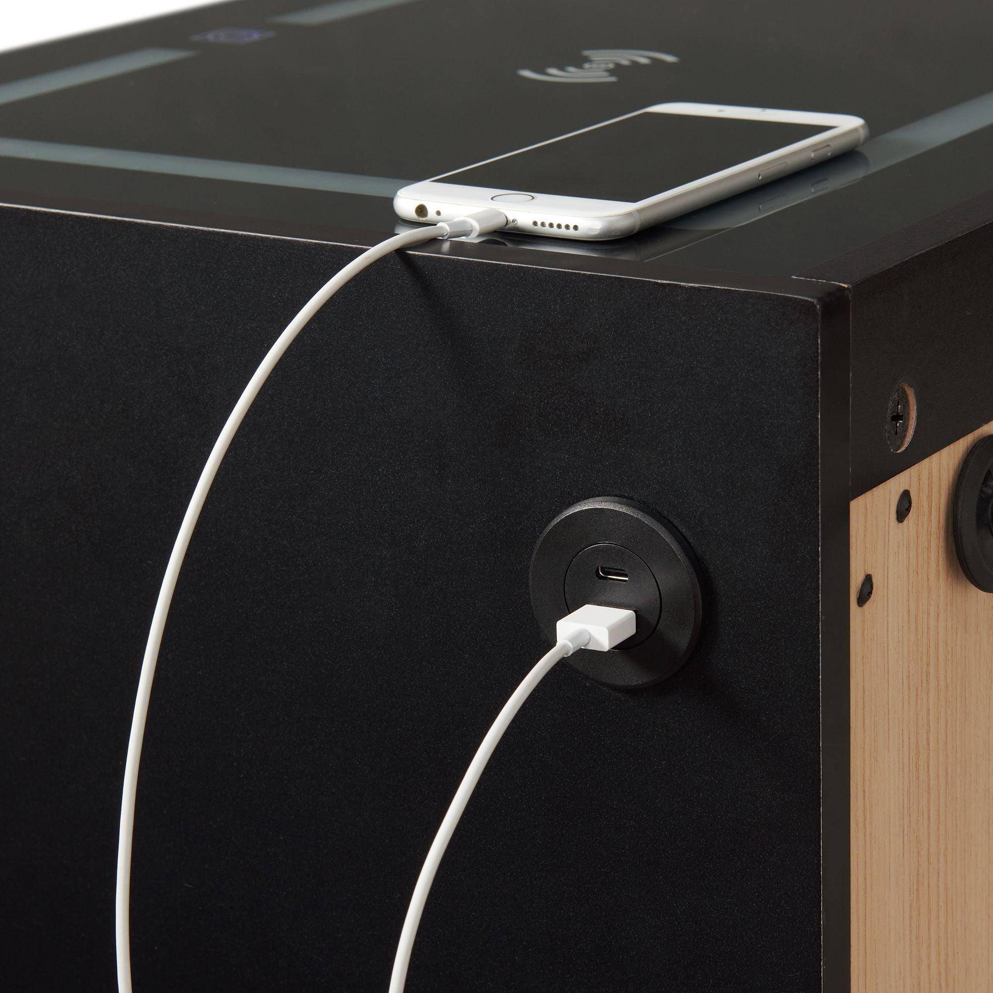 Picket House Furnishings Azura Nightstand with Electronic Features in Black