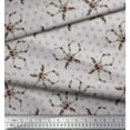 thumbnail image 3 of Soimoi Gray polyester Crepe Fabric Floral Scissor & Dots Printed Fabric 1 Yard 42 Inch Wide, 3 of 5