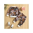 thumbnail image 3 of Seyurigaoka 2 Pcs Baby Girls Pants Set Crew Neck Long Sleeve Tops Cactus/Flower Print T-shirt with Elastic Waist Pants for 0-24M Toddler Kids, 3 of 9
