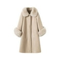 thumbnail image 1 of Minnieouse Abrigo de piel artificial para mujer, abrigo largo de mezcla de lana, chaqueta de invierno transpirable agradable a la piel, prendas de Abrigos y chamarras Beige L, 1 of 6