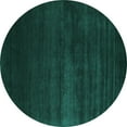thumbnail image 1 of Ahgly Company Machine Washable Indoor Round Abstract Turquoise Blue Contemporary Area Rugs, 3' Round, 1 of 4