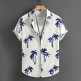 thumbnail image 2 of Stamzod Summer Tops Hawaiian Beach Casual Short Sleeve Button Down Shirts Casual Oversized Tropical Printed Vacation Shirts White A S, 2 of 7