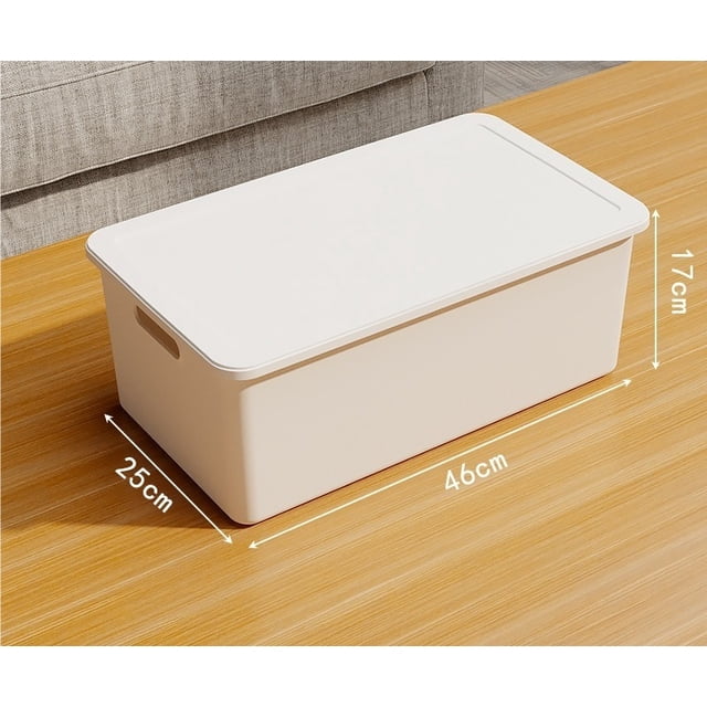 Caja de almacenamiento con tapa de plástico for armario, ropa interior, calcetines, caja de almacenamiento de escritorio, cesta de almacenamiento grande blanca