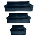 thumbnail image 1 of Golden Linens 3-Piece suede Velvet Fabric SlipCover Set for Sofa Loveseat Couch Arm Chair, Stretch ((4 Way)) to Fit /Slipcovers Set, Furniture Protector Cover Set, Wrinkle Free# Jolan Blue, 1 of 8