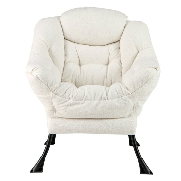 Giantex Sherpa Upholstered?Lazy Chair, Accent Contemporary Lounge Chair w/ Metal Frame, Modern Single Leisure Sofa Chair