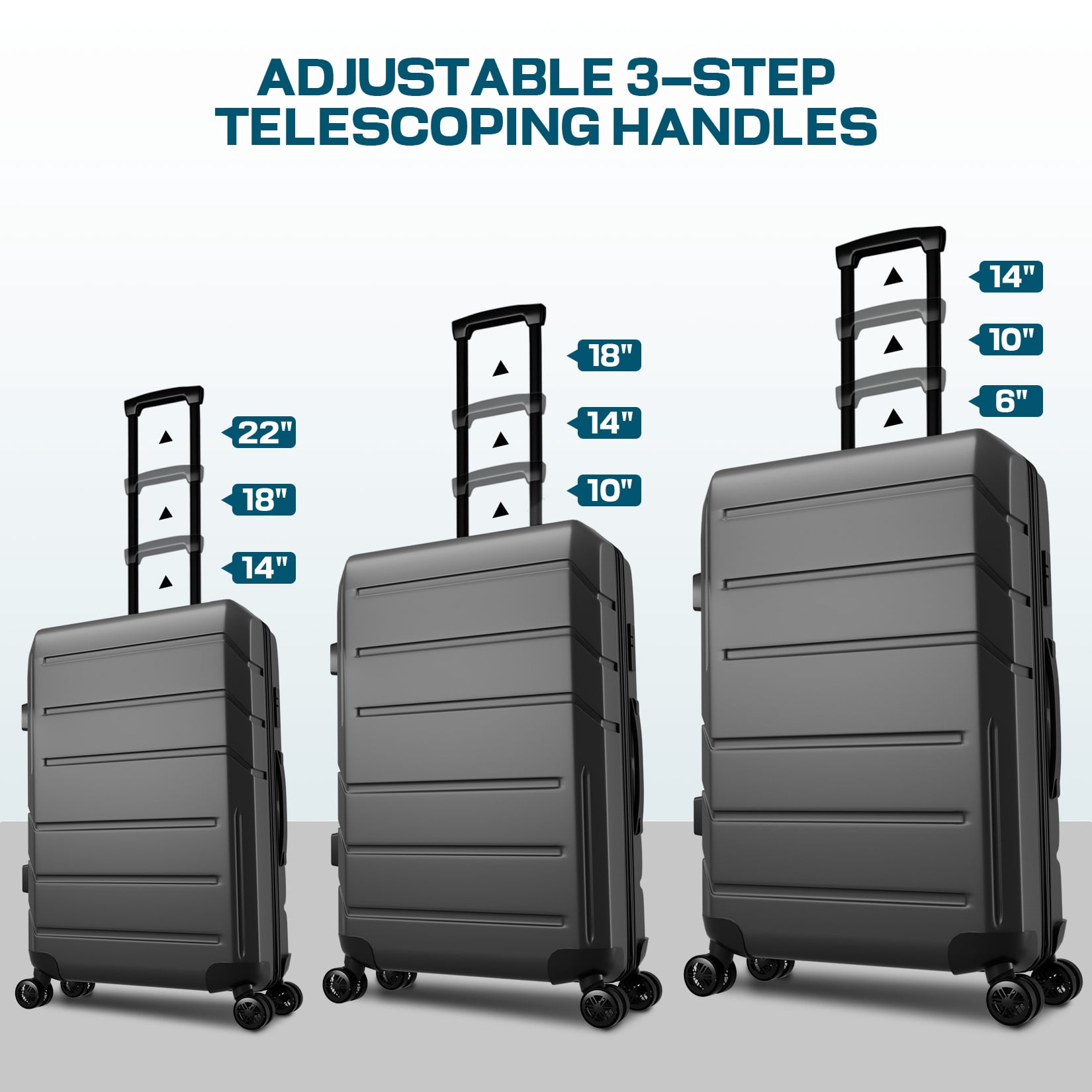 SANOPY Luggage Sets 5-Piece Suitcase Set(20"24"28"), ABS Hardside Expandable Suitcase Set with TSA Lock Spinner Wheels(Black)