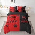 thumbnail image 3 of Homewish 7pcs Romantic Valentine Twin Bedding Set, Black Red Splicing Modern Room Decor, 3 of 8