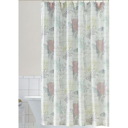 Home Classics Emilina Floral Fabric Shower Curtain Muted Flower Bath ...