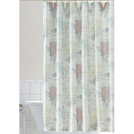 Home Classics Emilina Floral Fabric Shower Curtain Muted Flower Bath