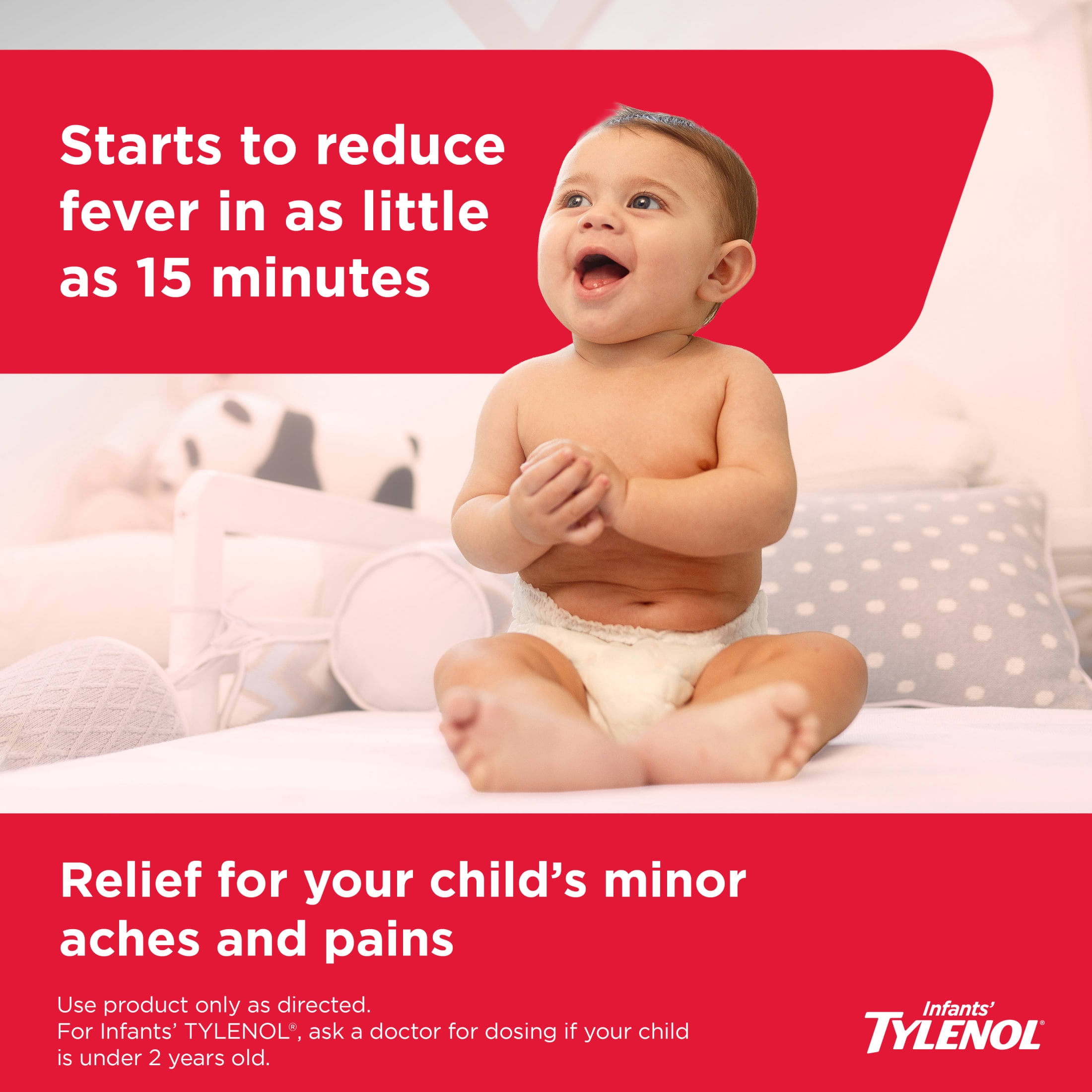 Infants’ Tylenol, Oral Suspension, Pain Reliever, Fever Reducer, No Alcohol, Cherry Flavor, 2 Fl oz