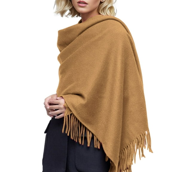 Otqutp Ladies Soft Shawls Wool Scarf for Women 80x27inch Ladies Scarfs Gift Box Pashmina Shawls and Wrap Thick Oversized Scarf Winter(Khaki,One Size)