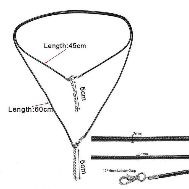 Cordón de Cuero Yashi 1,5 mm gris 10 piezas/lote Cadena ajustable cierre de langosta