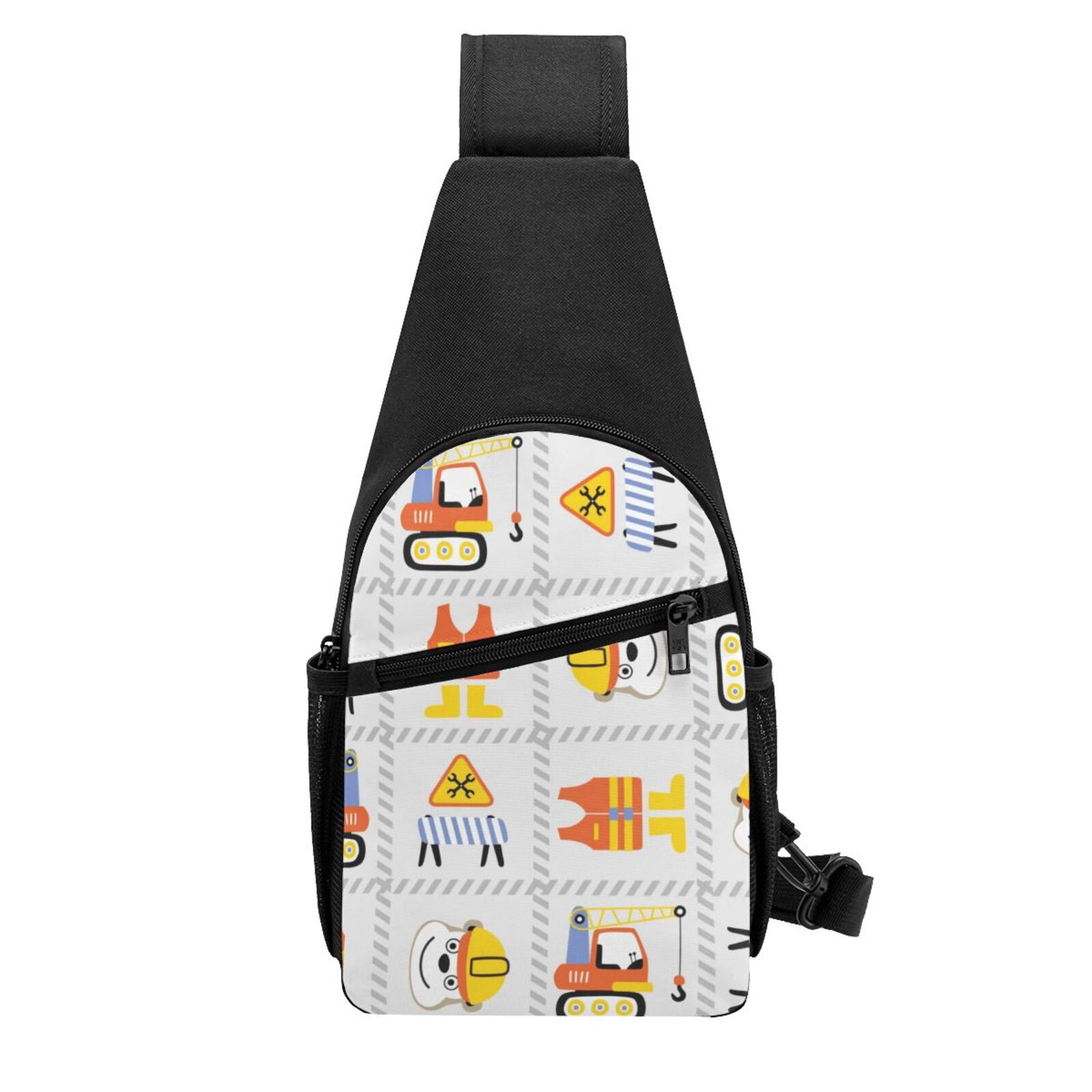 Xecao's Construction Equipments Worker Print Sling Bag: A Versatile Chest, Shoulder, and Crossbody Backpack for Casual Days Out, Perfect for Both Men and Women