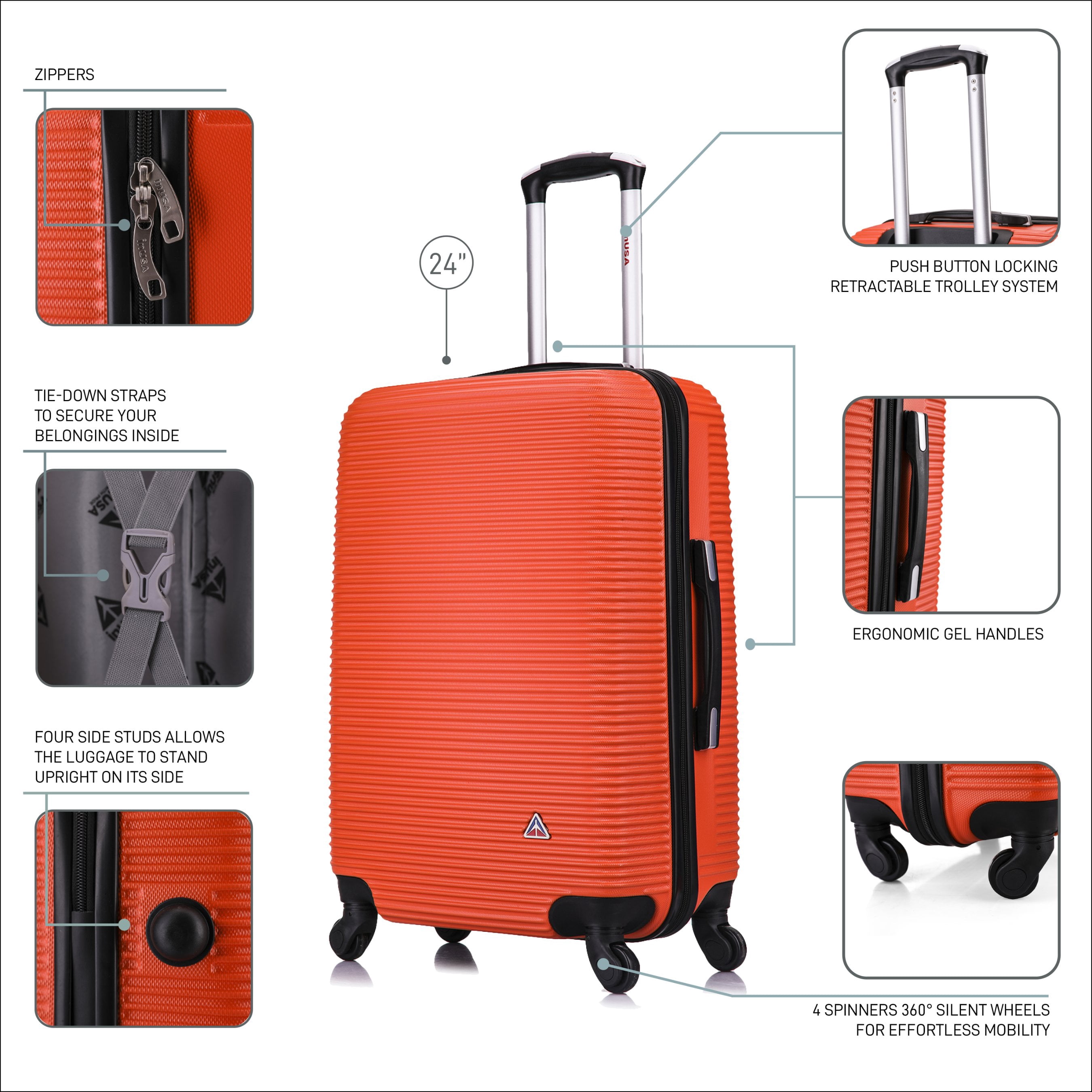 InUSA Royal lightweight hardside spinner 24 inch Orange