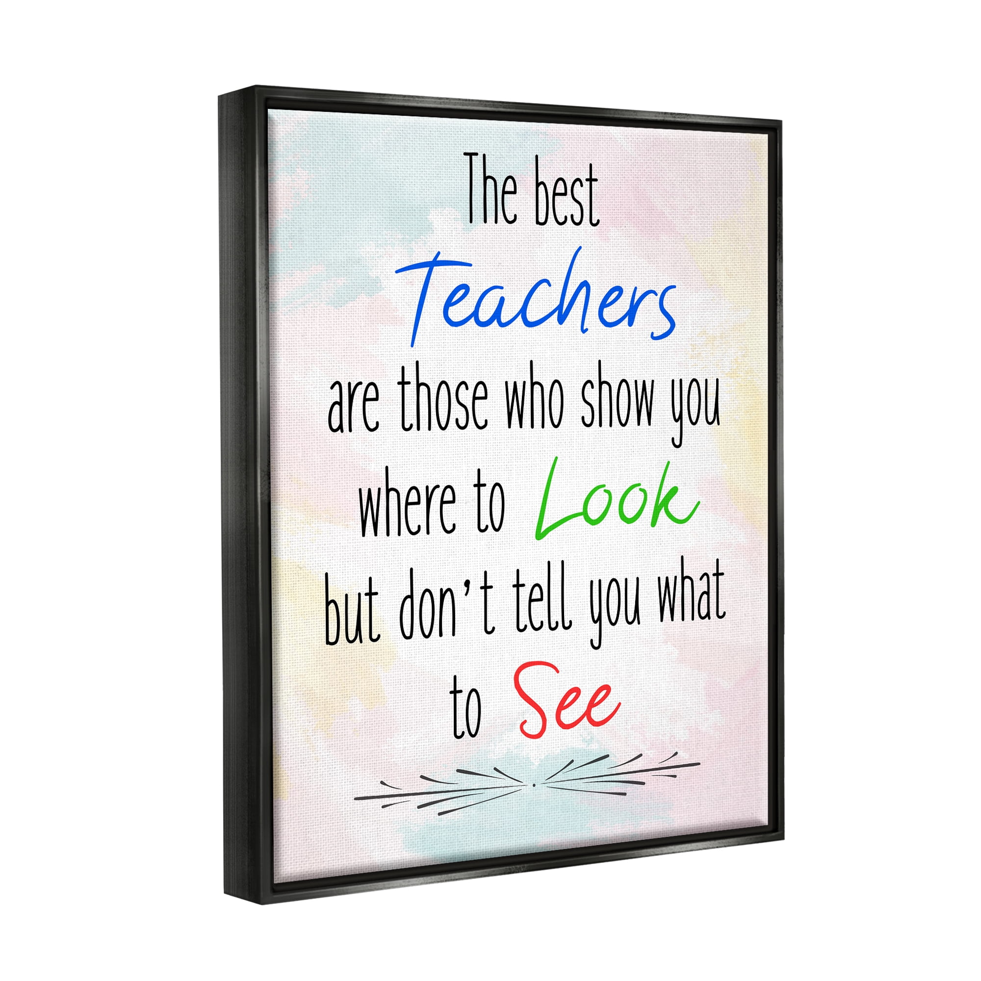 Stupell The Best Teachers Pastel Phrase Inspirational Painting Black Floater Framed Art Print Wall Art