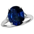 thumbnail image 2 of Star K � Large Oval 12x10 Created Sapphire 3 Stone Trillion Setting Ring, 2 of 9