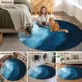 thumbnail image 5 of Navy Blue Waves Round Area Rug 3.3Ft Washable Circle Rugs for Dining Room Table, Coastal Summer Beach Ocean Non-Slip Carpet Floor Mats Indoor Outdoor Carpet Runner Aesthetic Home Decor, 5 of 8
