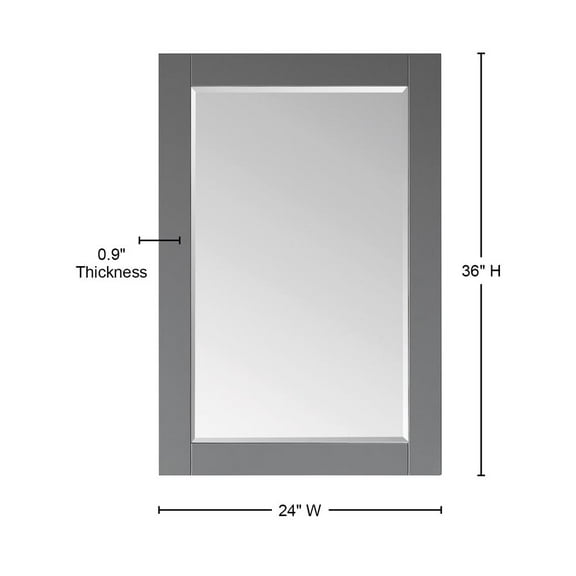 Ivy 24" Rectangular Bathroom Wood Framed Wall Mirror in Gray