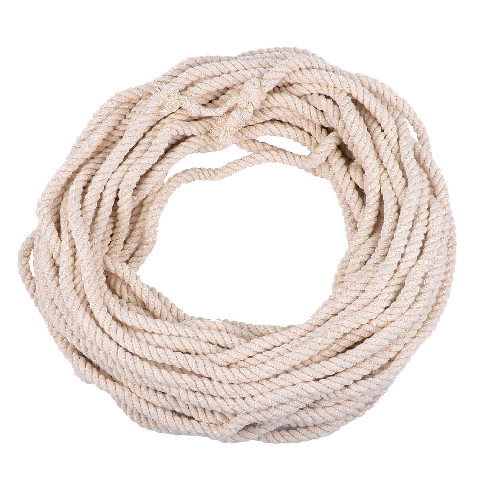 FOLOYORI Beige Cotton Macrame Cord Thick Triple Strand Rope for Wrapping and Decorative Craft Use