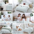 thumbnail image 5 of 3 Piece Teal Striped Duvet Cover Set Queen Size, Microfiber Comforter/Quilt Cover with Corner Ties and 2 Pillowcases, Modern Abstract Art Geometric All Season Soft Bedding with Zipper Closure, 5 of 8