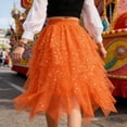 thumbnail image 7 of Women's Tulles Skirts Sparkly Sequins Star Print Layered Cake Irregular Midi Tutus Skirts Casual Elastic High Waist Cocktail Party A Line Mesh Skirt, 7 of 7