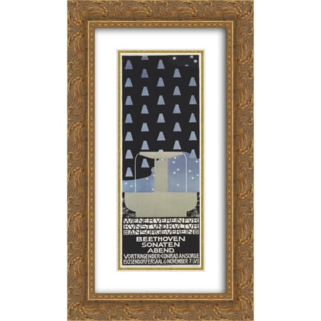 - Koloman Moser 2x Matted 14x24 Gold Ornate Framed Art Print 'Poster of the Beethoven sonatas evening'