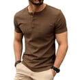 thumbnail image 2 of LEKWK Textured Henley Shirts for men Short Sleeve Casual Button Down T-Shirts Slim Fit Waffle Knit Tops Lightweight Summer Pullover Tees for Holiday Daily Outfit Coffee XXL, 2 of 8