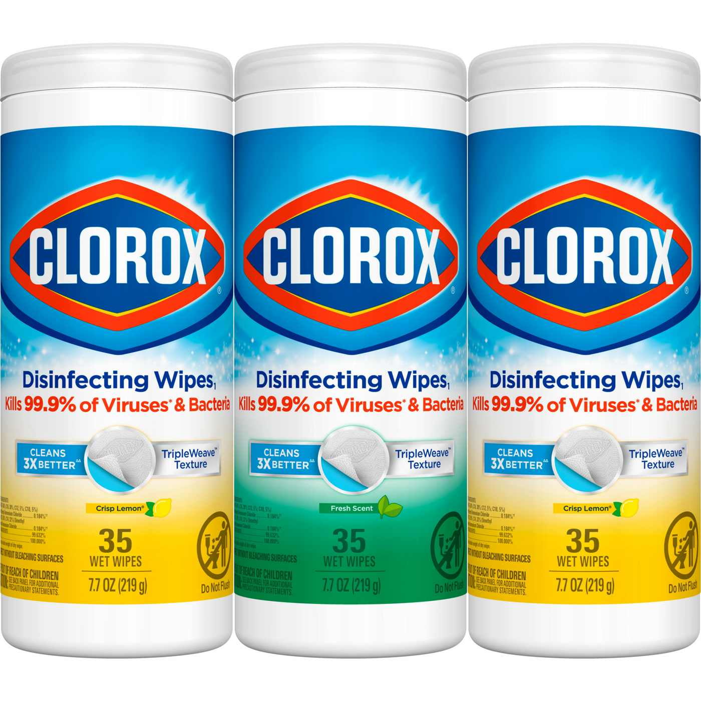 Clorox Disinfecting Wipes Value 4 Pack - Bleach Free Cleaning Wipes - 75 ct- Pack of 2