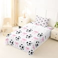 thumbnail image 5 of Erosebridal Pink Ribbon Bowknot Twin Sheet Sets For Bow Girl,Cartoon Soccer Pattern Ball Sport Theme Bedding 3-Piece, 5 of 6