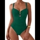 thumbnail image 1 of Traje de Baño de una Pieza para Mujer, con Control de Abdomen, Fruncido, con Recortes y Aros en U Verde Oscuro XL, 1 of 7