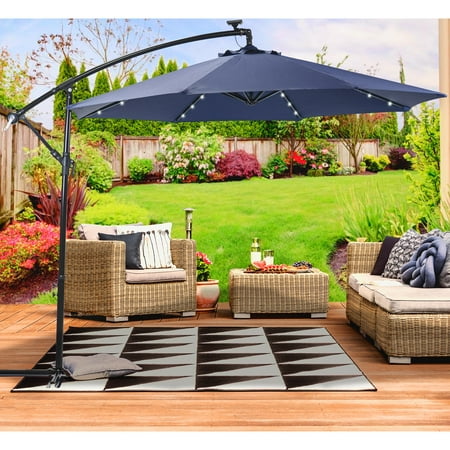 Sun Ray - 10' Offset Aluminum Solar Umbrella - Teal