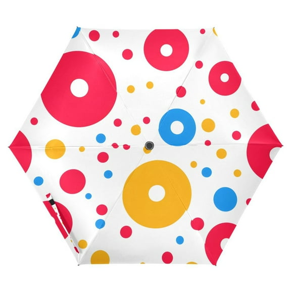ALAZA Circle Polka Dots UPF 50  Compact Folding Umbrella for Rain Travel Umbrella Packable
