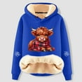thumbnail image 2 of Telankuip Christmas Hoodies for Women Cute Highland Cow with Scarf Sherpa Lined Warm Sweatshirts 2025 Winter Comfort Plus Size X-Mas Holiday Western Print Pullover Tops Blue XL, 2 of 3