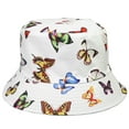 thumbnail image 3 of Women Reversible Bucket Hat Summer Travel Lightweight Foldable Beach Outdoor Hat - White Butterfly, 3 of 4