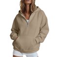 thumbnail image 3 of Wxolcjlv Solid Quarter Zip Hoodies for Women Long Sleeve Pullover Tops, 3 of 6
